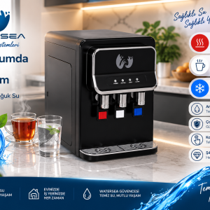 WATERSEA  Tezgah Üstü 3 Musluklu Arıtmalı Su Sebili Siyah