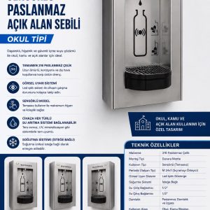 WATERSEA DUVARA ASMA OKUL TİPİ PASLANMAZ AÇIK ALAN SEBİL